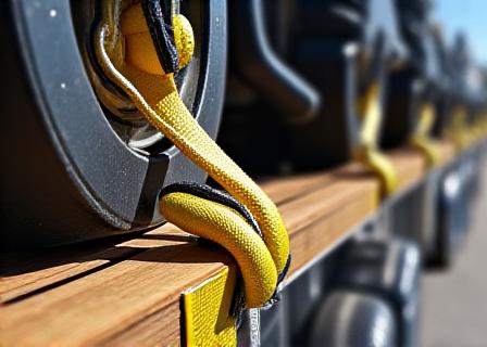 Close up of secure cargo on a hot shot trailer