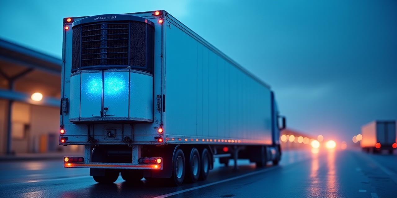 Close-up view of a high-tech Thermo King refrigerated unit on a clean trailer, representing cold chain integrity